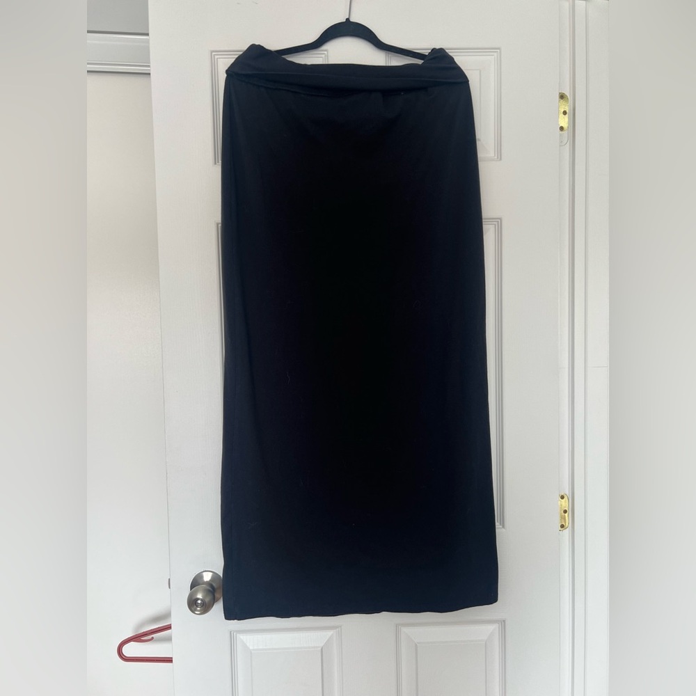 aerie Black Maxi Skirt with Fold-Over Waist size L